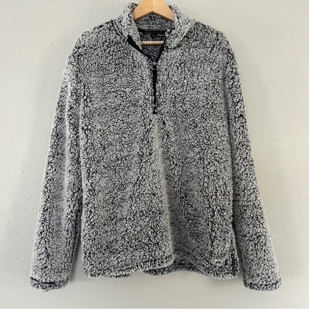 Port Authority Quarter Zip Fluffy Pullover Sweater Sweatshirt Comfy Winter Large